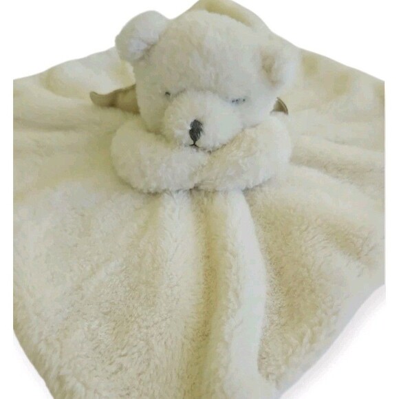 Mud Pie Lovey Security Blanket Baby Bear Angel Prayer Soft White Plush Fur 13" - Picture 6 of 6